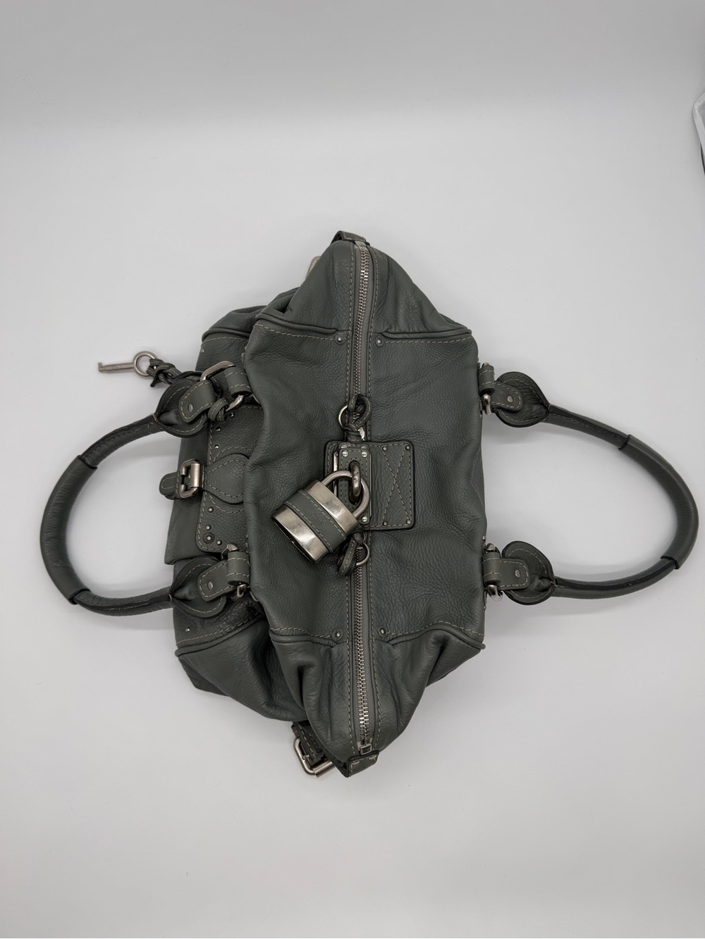 Chloe Paddington Gray Calfskin Leather Shoulder Bag - Picture 6 of 10
